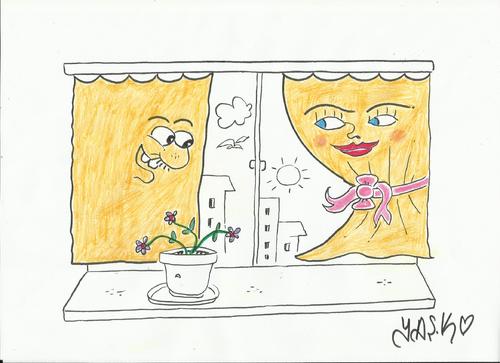 Cartoon: curtains (medium) by yasar kemal turan tagged curtains