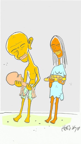 Cartoon: death and bread (medium) by yasar kemal turan tagged baby,hunger,africa,bread,and,death