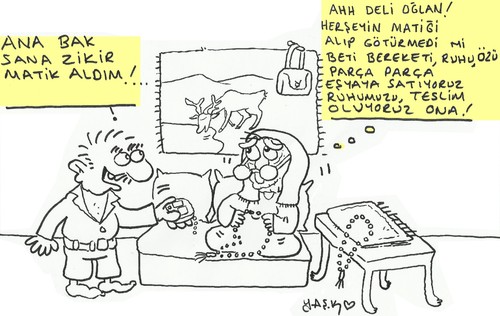 Cartoon: dhikr machine (medium) by yasar kemal turan tagged dhikr,machine