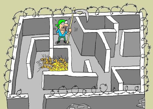 Cartoon: difficult lives (medium) by yasar kemal turan tagged difficult,lives