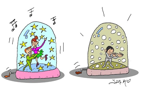 Cartoon: dual (medium) by yasar kemal turan tagged dual