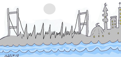 Cartoon: earthquake in istanbul (medium) by yasar kemal turan tagged earthquake,in,istanbul