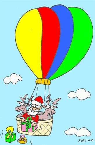 Cartoon: easy (medium) by yasar kemal turan tagged easy,love,father,christmas,balloon,gifts