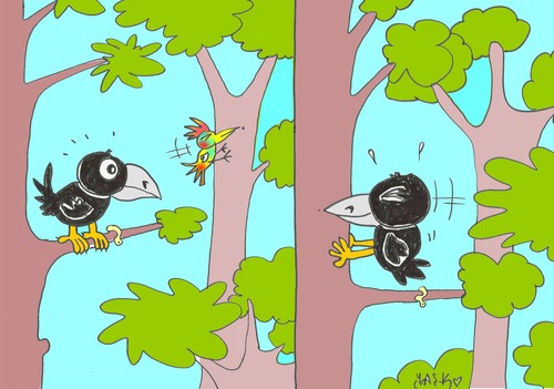 Cartoon: empathy (medium) by yasar kemal turan tagged woodpecker,love,crow,empathy