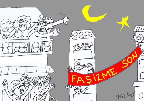 Cartoon: end fascism (medium) by yasar kemal turan tagged end,fascism