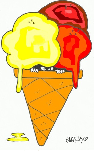 Cartoon: trans fat!! (medium) by yasar kemal turan tagged hormone,gdo,gmo,food,fat,trans,cream,ice,enemy