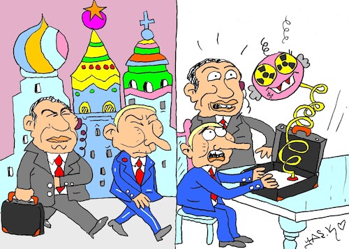 Cartoon: Putin s famous bag (medium) by yasar kemal turan tagged even,the,joke,is,bad,putin,famous,bag