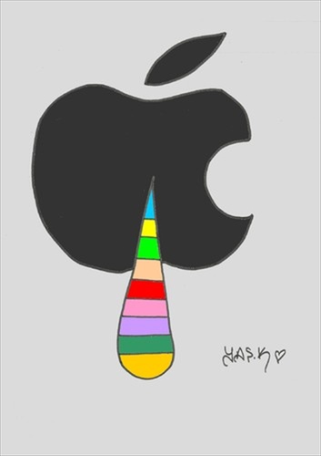 Cartoon: farewell (medium) by yasar kemal turan tagged steve,jobs,angel,apple,dead,love