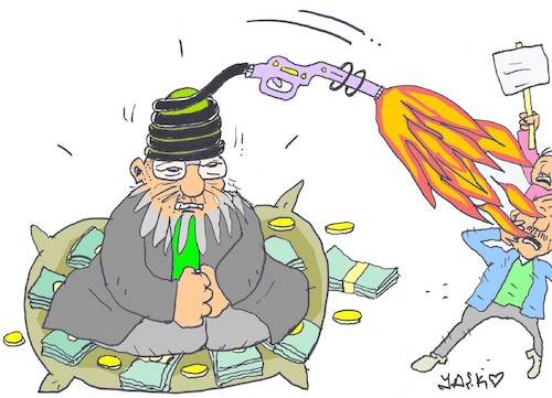 Cartoon: Fire in Iran (medium) by yasar kemal turan tagged fire,in,iran