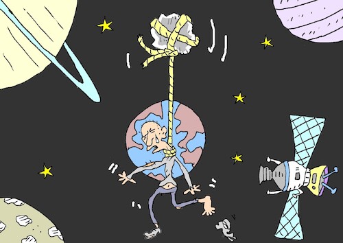 Cartoon: first space suicide (medium) by yasar kemal turan tagged first,space,suicide