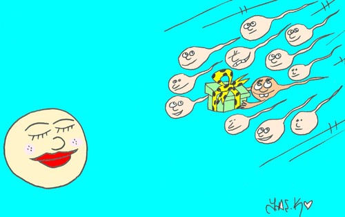 Cartoon: gift (medium) by yasar kemal turan tagged gift,sperm,egg,love
