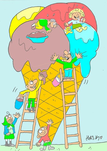 Cartoon: great ice cream (medium) by yasar kemal turan tagged cream,ice,great