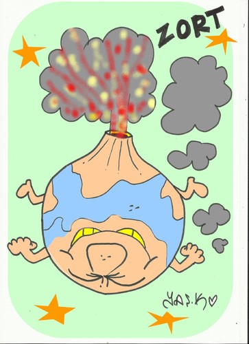 Cartoon: Grimsvötn volcano (medium) by yasar kemal turan tagged space,world,europe,iceland,disaster,volcano,grimsvötn