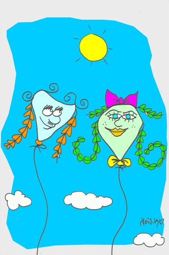 Cartoon: high-love (medium) by yasar kemal turan tagged kite,love