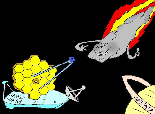 Cartoon: James Webb Space and 3.l.A (medium) by yasar kemal turan tagged james,webb,space,telescope
