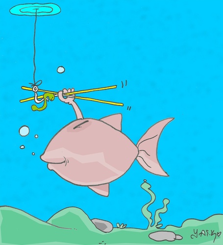 Cartoon: Japanese fish (medium) by yasar kemal turan tagged japanese,fish,china,asia,love