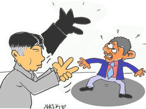 Cartoon: Kim Jong Un and Obama (medium) by yasar kemal turan tagged kim,jong,un,and,obama
