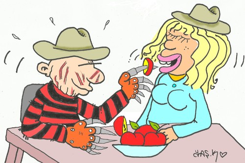 Cartoon: krueger love (medium) by yasar kemal turan tagged krueger,love