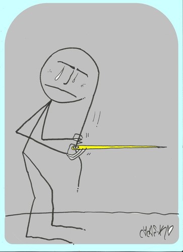 Cartoon: rebellion-line man (medium) by yasar kemal turan tagged rebellion,suicide,yarn,needle,simple,man,line