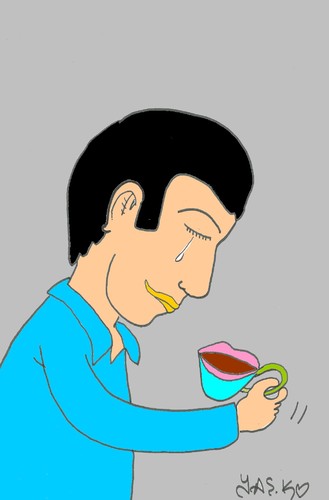 Cartoon: longing (medium) by yasar kemal turan tagged longing,love,coffee,turkish