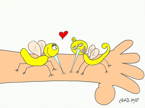 Cartoon: love (medium) by yasar kemal turan tagged blood,mosquito,love