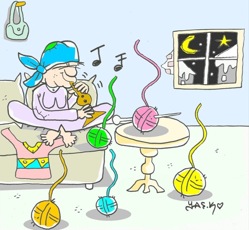 Cartoon: love skein (medium) by yasar kemal turan tagged fakir,skein,love