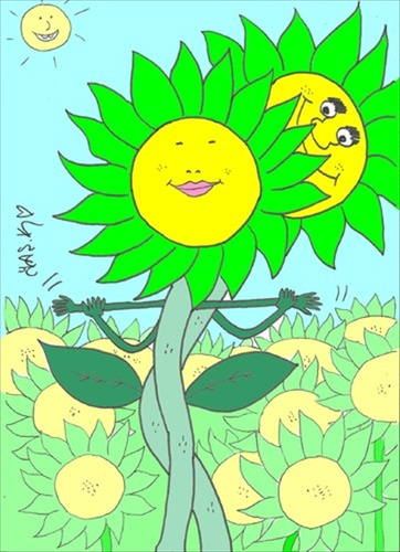 Cartoon: lovers-Titanic (medium) by yasar kemal turan tagged sunflower,lovers,love,titanic