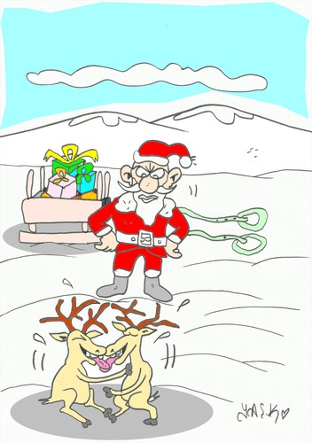 Cartoon: lovers (medium) by yasar kemal turan tagged lovers,father,christmas