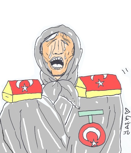 Cartoon: martyr s mother (medium) by yasar kemal turan tagged martyrs,mother