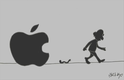 Cartoon: migration (medium) by yasar kemal turan tagged migration,steve,jobs,angel,apple,dead,love