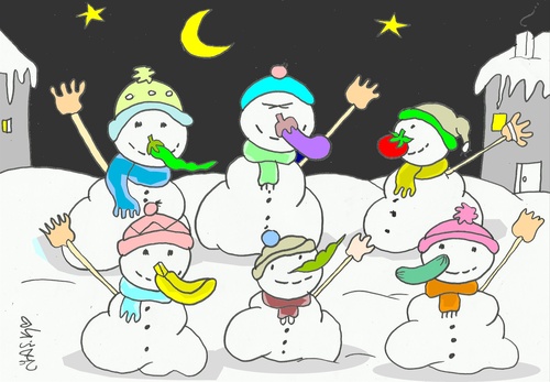 Cartoon: no carrot (medium) by yasar kemal turan tagged no,carrot,vegetables,fruit,love,snowman