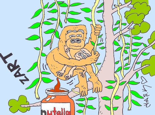 Cartoon: orangutans and palm (medium) by yasar kemal turan tagged orangutans,and,palm