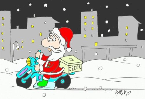 Cartoon: part-time (medium) by yasar kemal turan tagged order,gift,father,christmas
