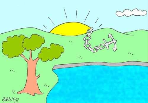 Cartoon: port (medium) by yasar kemal turan tagged port,sun,anchor,love