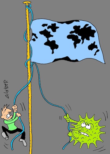 Cartoon: pull the flag (medium) by yasar kemal turan tagged pull,the,flag