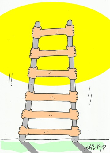 Cartoon: real power (medium) by yasar kemal turan tagged love,human,sun,ladder,power,real