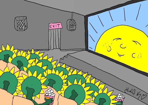 Cartoon: routine cinema (medium) by yasar kemal turan tagged routine,cinema