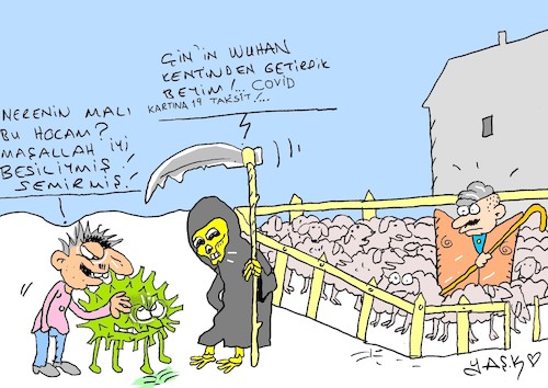 Cartoon: sacrifice feast (medium) by yasar kemal turan tagged sacrifice,feast