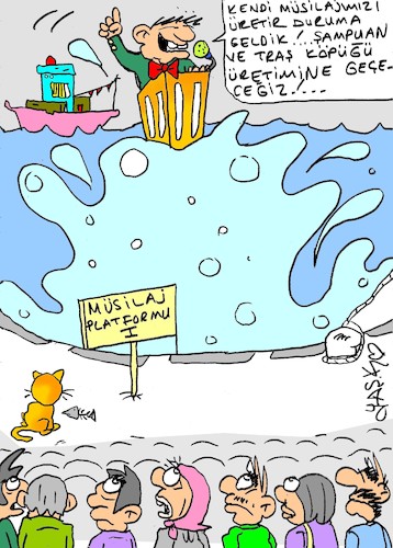 Cartoon: shampoo and shaving foam (medium) by yasar kemal turan tagged shampoo,and,shaving,foam