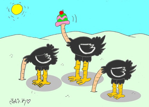 Cartoon: smart (medium) by yasar kemal turan tagged smart,ostrich