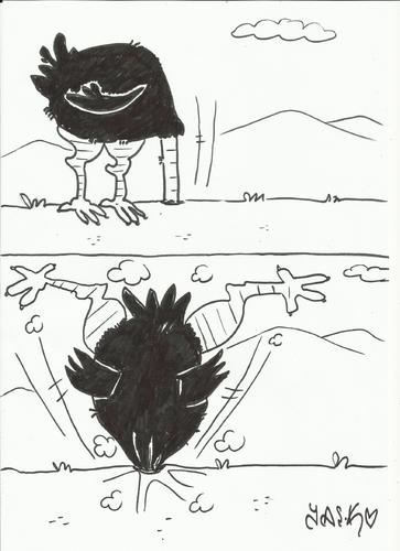Cartoon: suddenly (medium) by yasar kemal turan tagged shock,movement,attraction,ostrich
