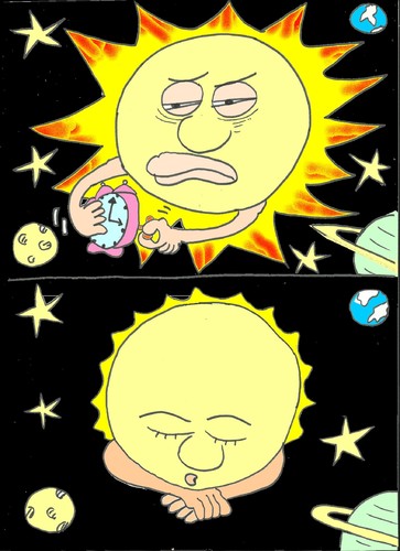 Cartoon: sun went to sleep (medium) by yasar kemal turan tagged hour,star,sleep,to,went,sun