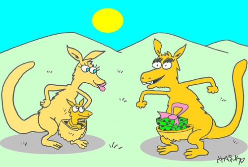 Cartoon: surprise (medium) by yasar kemal turan tagged surprise,kangaroo,love,gift