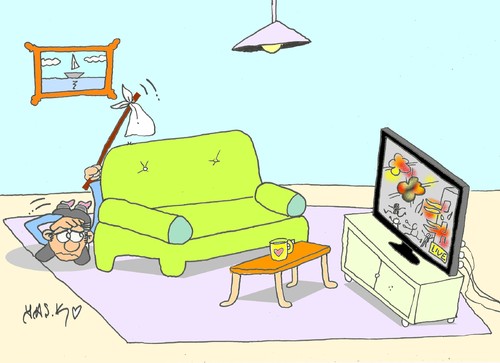 Cartoon: terror-war-violence (medium) by yasar kemal turan tagged tv,norway,attack,war,terror,violence