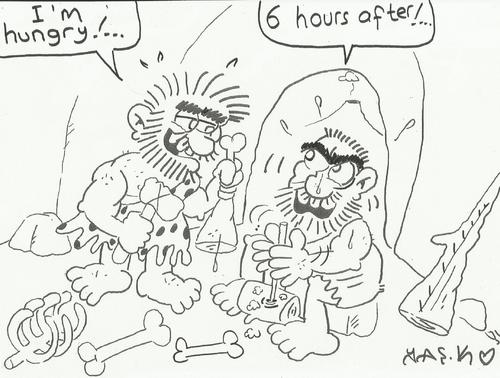 Cartoon: The first meal (medium) by yasar kemal turan tagged fire,first,the