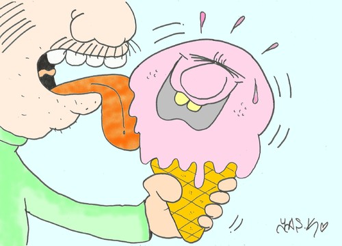 Cartoon: titillate (medium) by yasar kemal turan tagged laugh,cream,ice,titillate