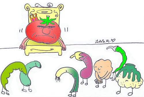 Cartoon: tomato hike champion (medium) by yasar kemal turan tagged tomato,hike,champion