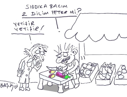 Cartoon: two slices (medium) by yasar kemal turan tagged two,slices