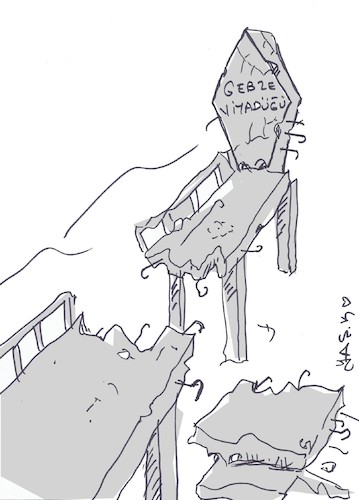 Cartoon: viaduct accident (medium) by yasar kemal turan tagged viaduct,accident