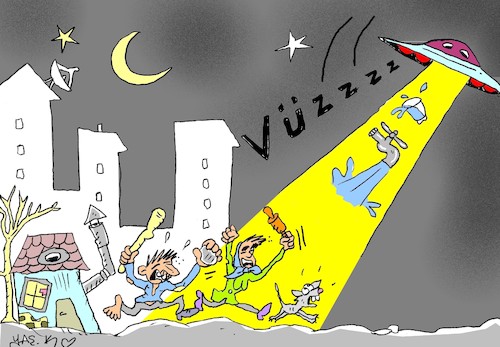 Cartoon: water wars (medium) by yasar kemal turan tagged water,wars